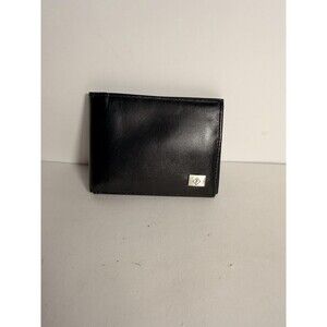 FORUM Men's Black Genuine Leather Bifold Wallet Couro Legitimo Metal Logo
